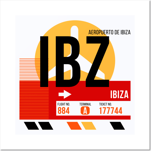 Ibiza (IBZ) Airport // Sunset Baggage Tag Wall Art by Now Boarding